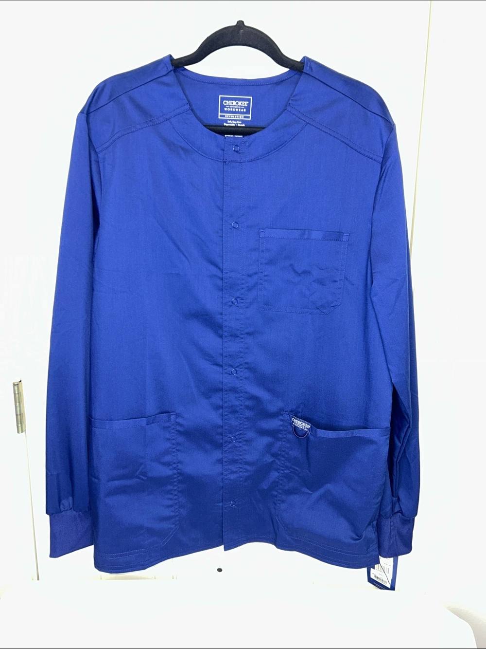 Cherokee Men’s Royal Blue Snap-Front Medical Jacket